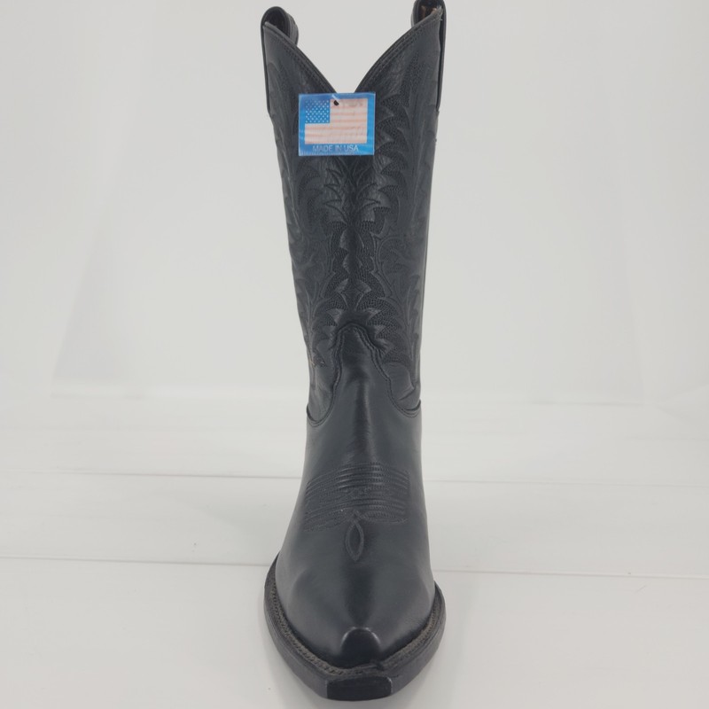 Vintage Tony Lama 1799L Black OL Buck Cowboy Boots Men 7.5B LN Toe USA NOS w/Box gallery