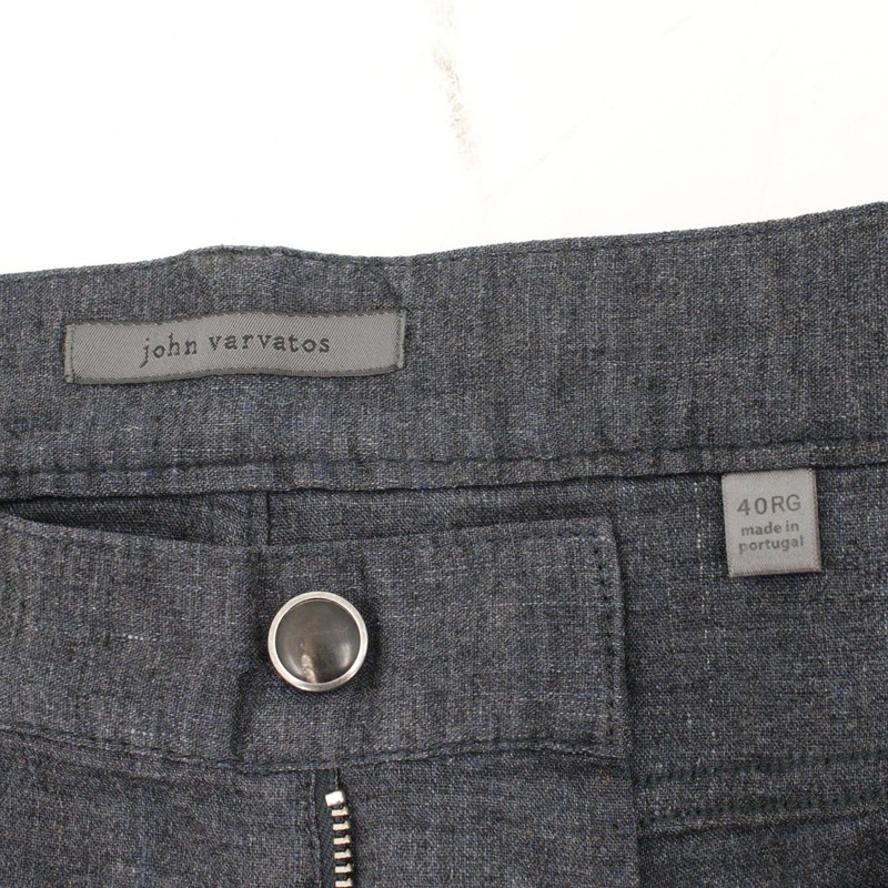 John Varvatos pants men's 40 L33.5 chino flat front linen viscose blend blue gallery