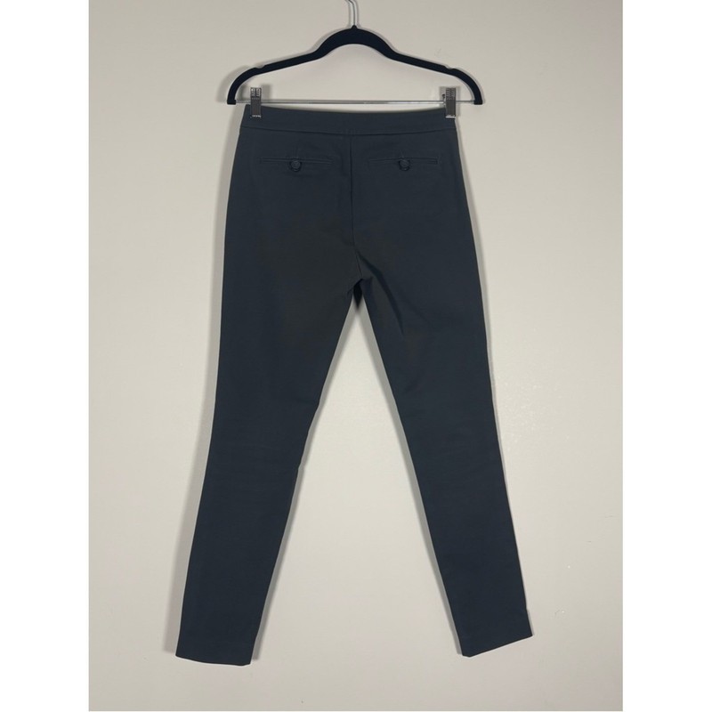 Club Monaco Size 2 Grey Slim Fit Ankle Pants with Faux Leather Trim Pockets gallery