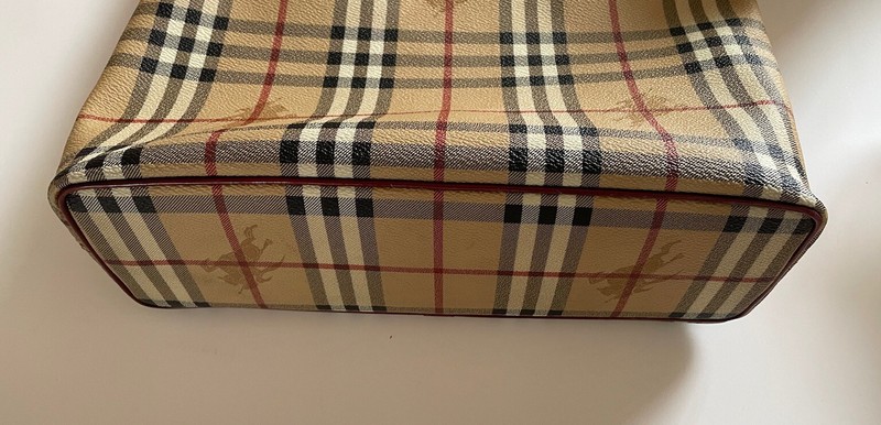 Vintage Burberry Haymarket Check Leather Tote Bag gallery