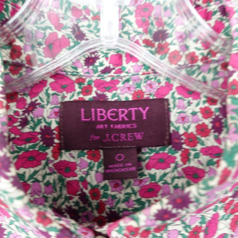 J Crew Liberty Fabrics Button Up Shirt Womens 0 Pink Floral Ditsy Long Sleeve gallery
