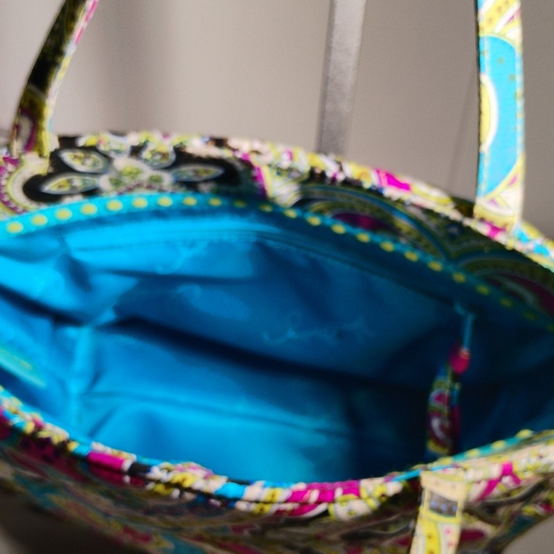 Vera Bradley Multicolor Paisley Tote Shoulder Bag, Blue Lining, Inner Pockets gallery