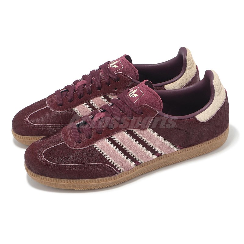 adidas Originals Samba OG W Maroon Sand Strata Pony Women Casual Shoes JP5330