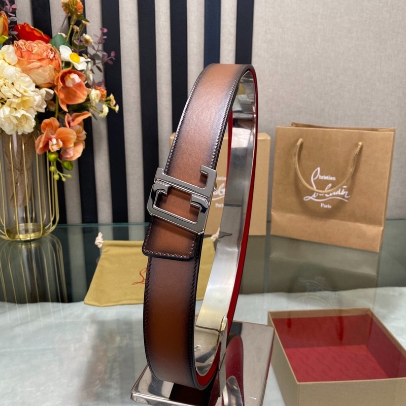 NWT Christian Louboutin Leather Belt Ricky Signature Logo Buckle gallery