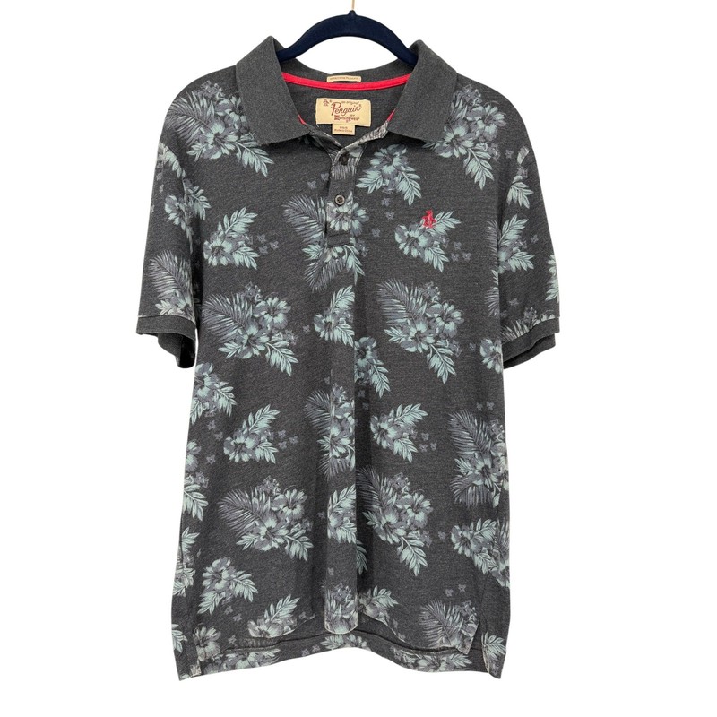 Original Penguin Mens Heritage Slim Fit Tropical Floral Polo Shirt Navy Large gallery