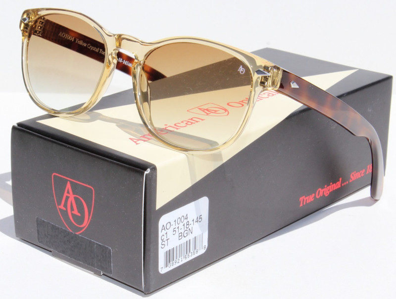 AMERICAN OPTICAL Soft Square AO-1004 Sunglasses Yellow/Brown ST BGN NEW $260