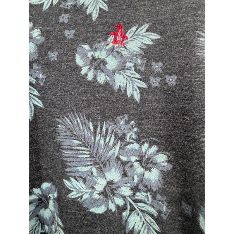 Original Penguin Mens Heritage Slim Fit Tropical Floral Polo Shirt Navy Large gallery