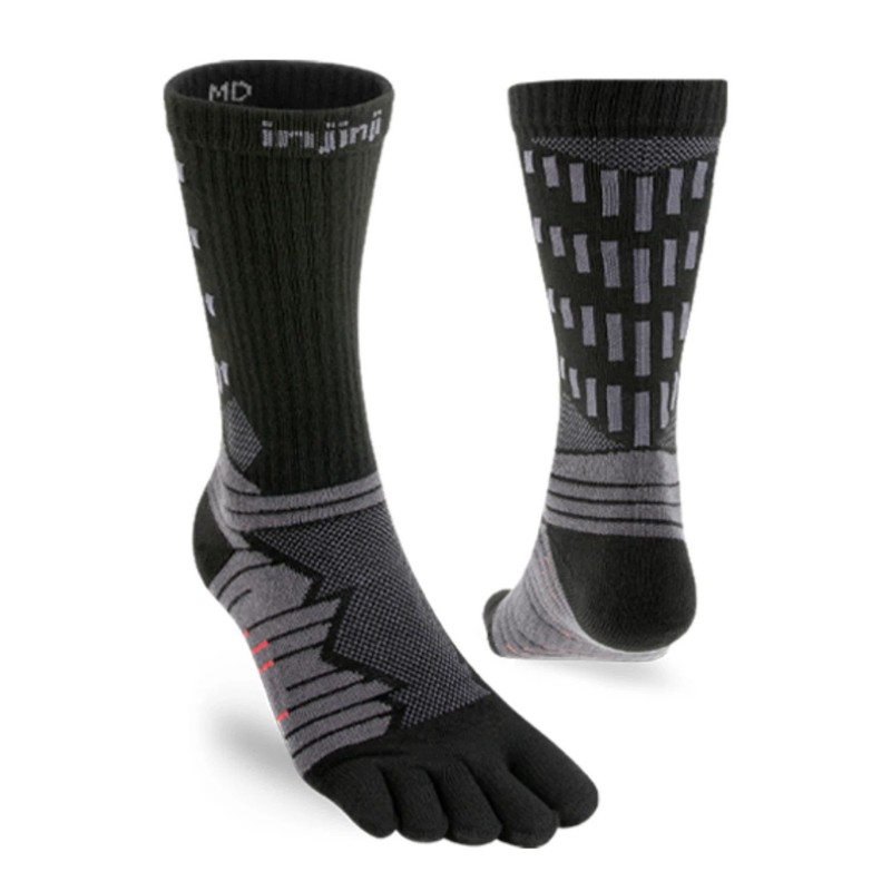 Injinji Unisex Ultra Run Crew Comfortable Toe Socks, Obsidian, Size Options