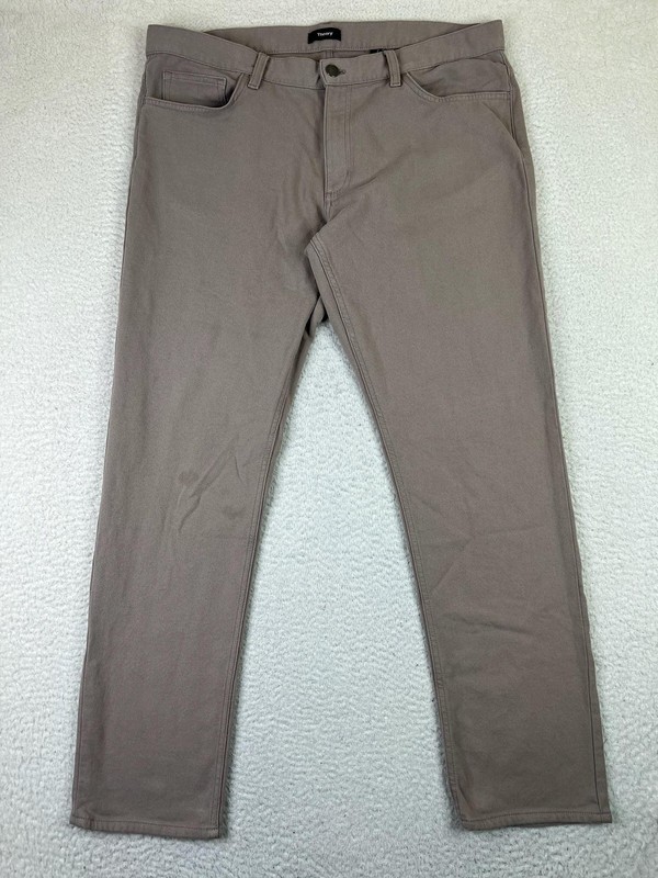 Theory Pants Mens 38 Taupe Gray Haydin Chino Twill Slim Fit Stretch