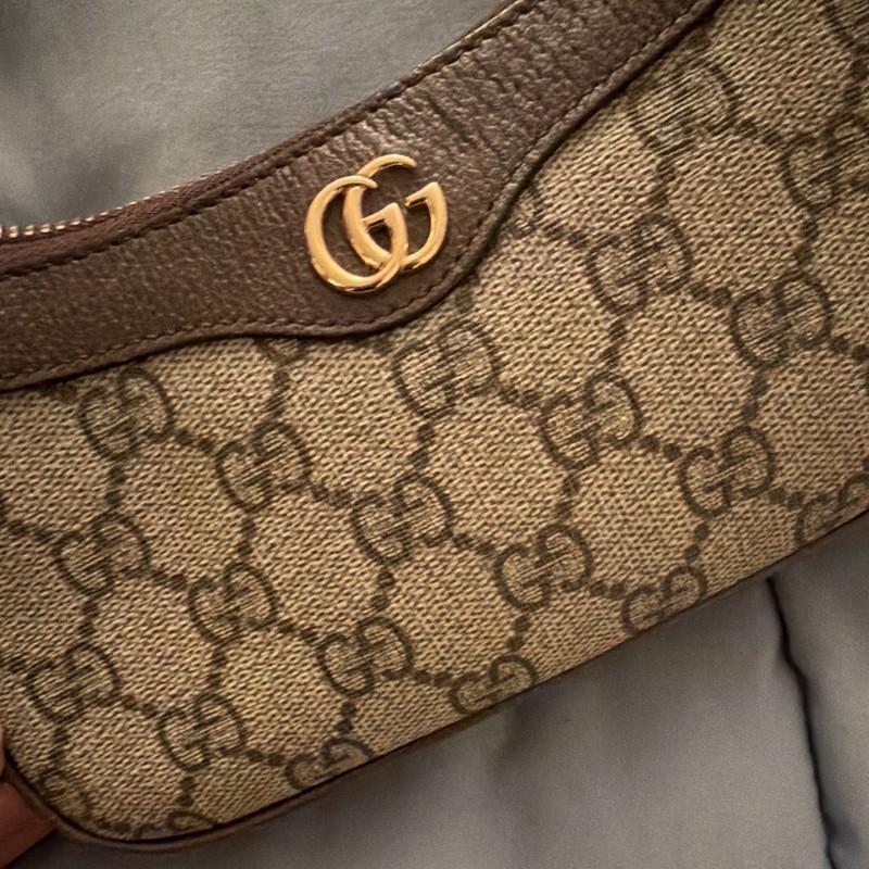 Gucci GG Monogram Mini Shoulder Bag Zip Gold Chain Strap w/ Card Holder gallery