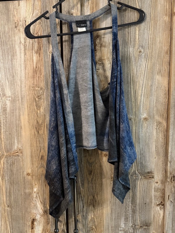 Women’s Blue/Gray Knit Open-Front Lightweight Cardigan vest, Daytrip