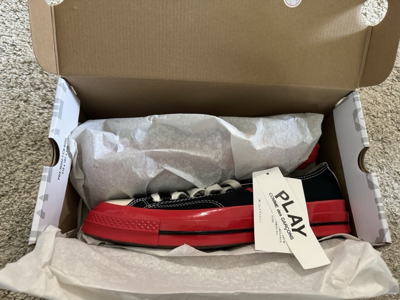 Converse x COMME des GARCONS PLAY Chuck 70 Low Black Red Sole Size 8 New In Box gallery