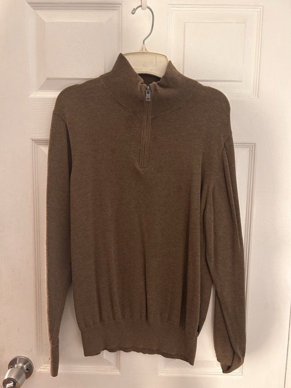 Dockers Men’s Brown 1/4 Zip Mock Neck Knit Pullover Sweater Size S