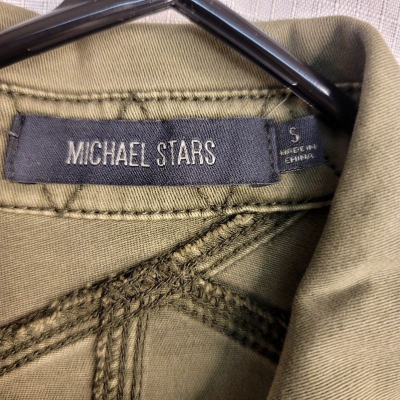 Michael Stars Small Olive Green Cotton Blend Military Shirt Jacket Zip Utility gallery