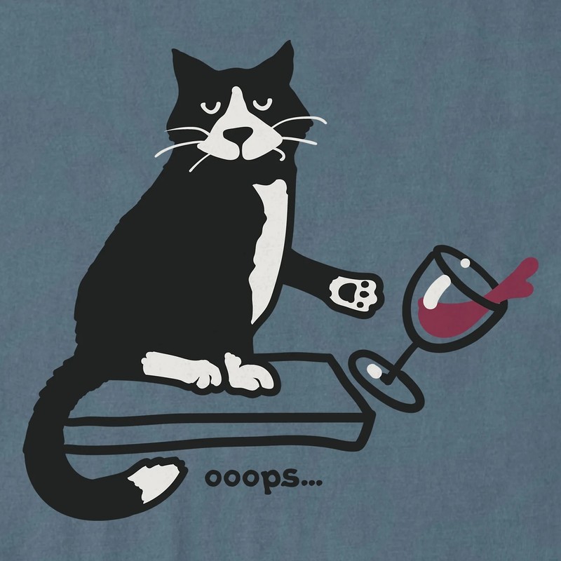 Life is Good. Women's Oops Cat Short Sleeve Crusher Tee, Slate Blue gallery