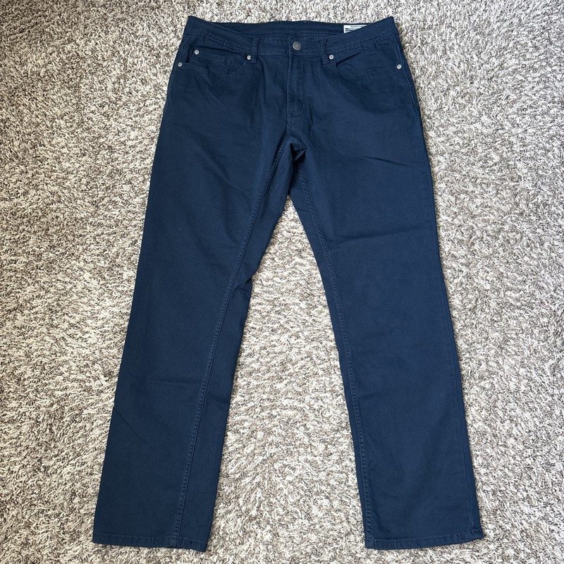 Buffalo David Bitton Men’s Jeans Archer Slim Straight Stretch 34×32 Navy Blue