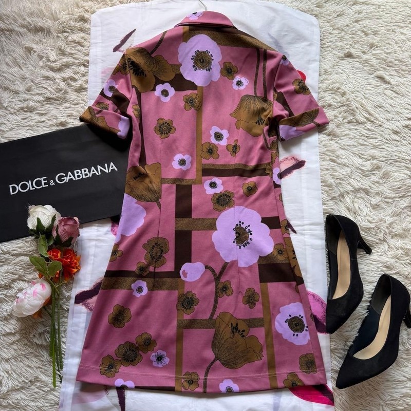 Dolce & Gabbana Shift Dress Mauve Pink Purple Knee Length Size 38 Half Sleeve gallery