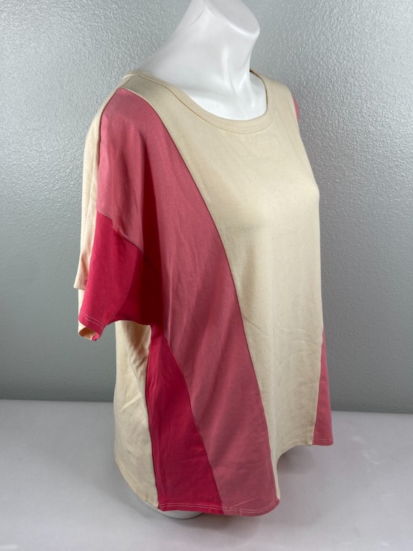 BiBi Women Medium Pink Tan Top Wide Stripe Long Sleeve Casual NWT gallery