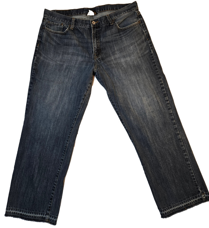Lucky Brand Mens Jeans Size 38×33 Blue Straight Leg Medium Wash Raw Hem Denim