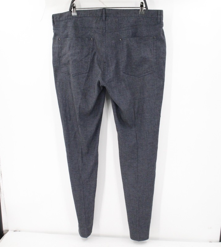 John Varvatos pants men's 40 L33.5 chino flat front linen viscose blend blue gallery