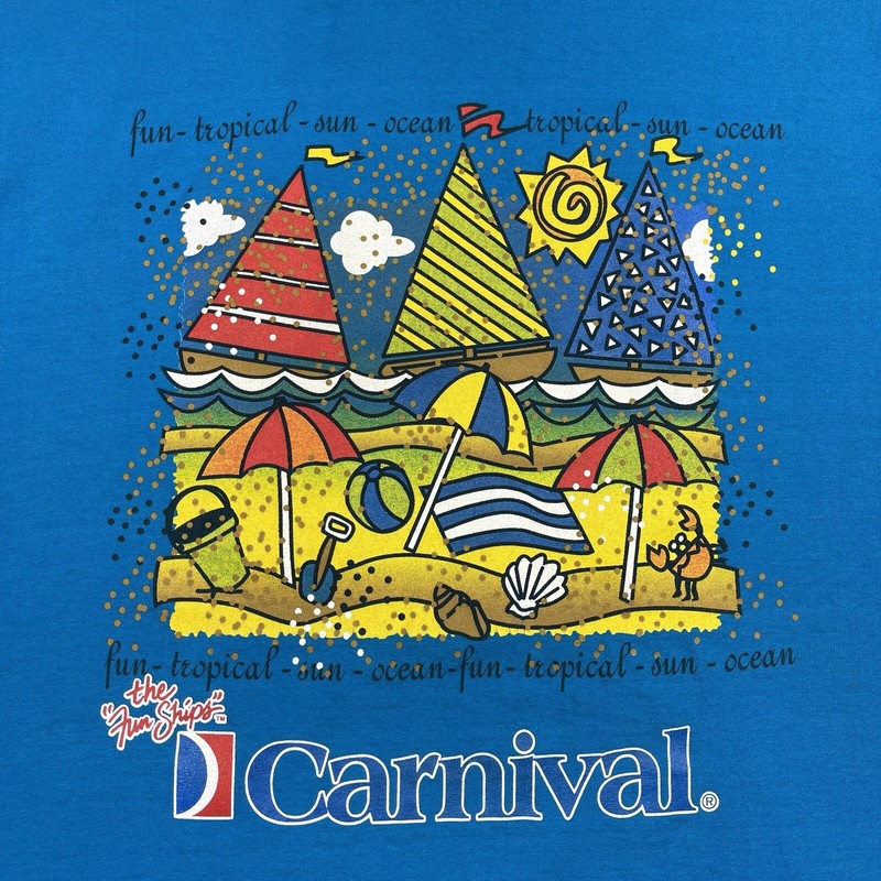 Carnival Shirt Mens XXL Blue Cruise Line Travel Vintage Tropical Vacation Tee gallery