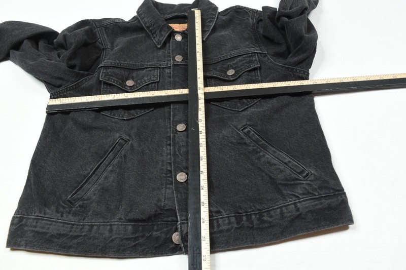 Levi's Original Puff Sleeve Trucker Jacket Womens Medium Black Long Sleeve Denim gallery