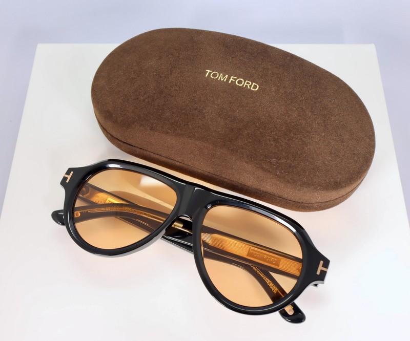 Tom Ford Icon TF1225 01E 59mm Aviator Sunglasses in Black with Brown Lens