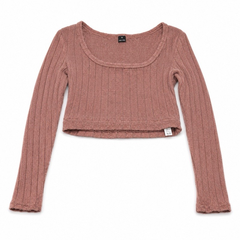 SHEIN Womens Small Ribbed Knit Co Ord Set Pink Long Sleeve Crop Top Maxi Skirt gallery