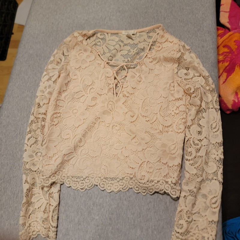 Women’s Floral Blouse Size M Pink Sheer V-Neck Long Sleeve Lightweight Boho