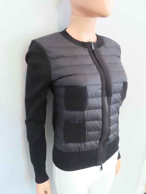 Moncler Black Cardigan Tricot Thin Down Puffer Jacket Size XS gallery