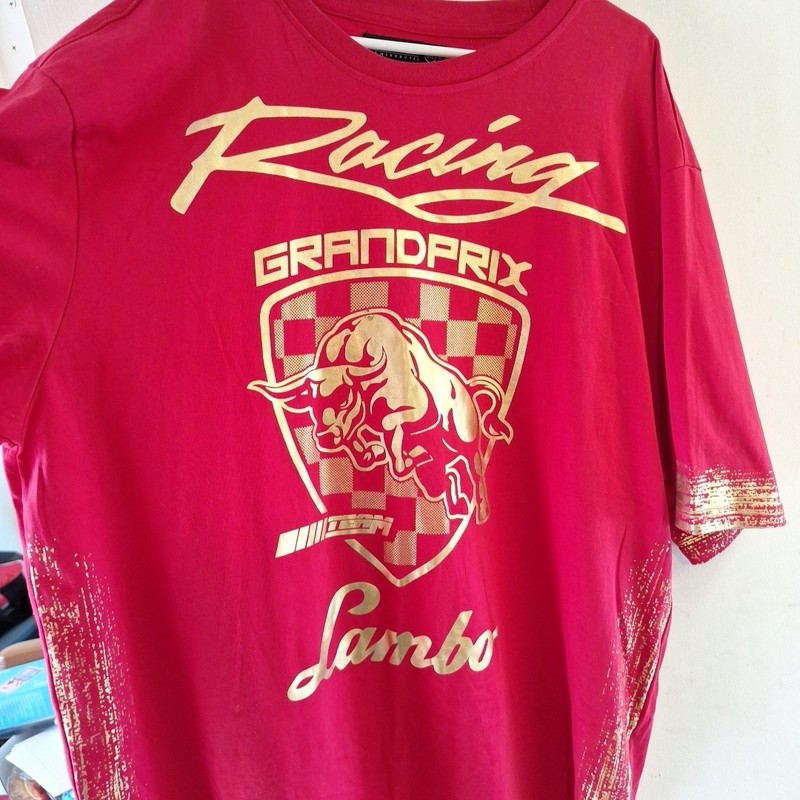 Contender Lamborghini T Shirt Men's Size 5XL Red Gold Grand Prix Racing MCMLXXX gallery