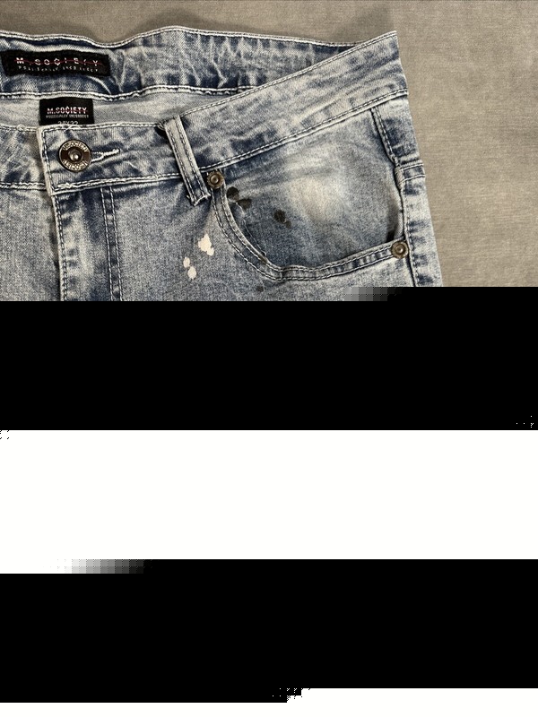 M.Society Jeans Mens 34X32 Blue Denim Distressed Skinny Thrashed Rocker Y2K gallery