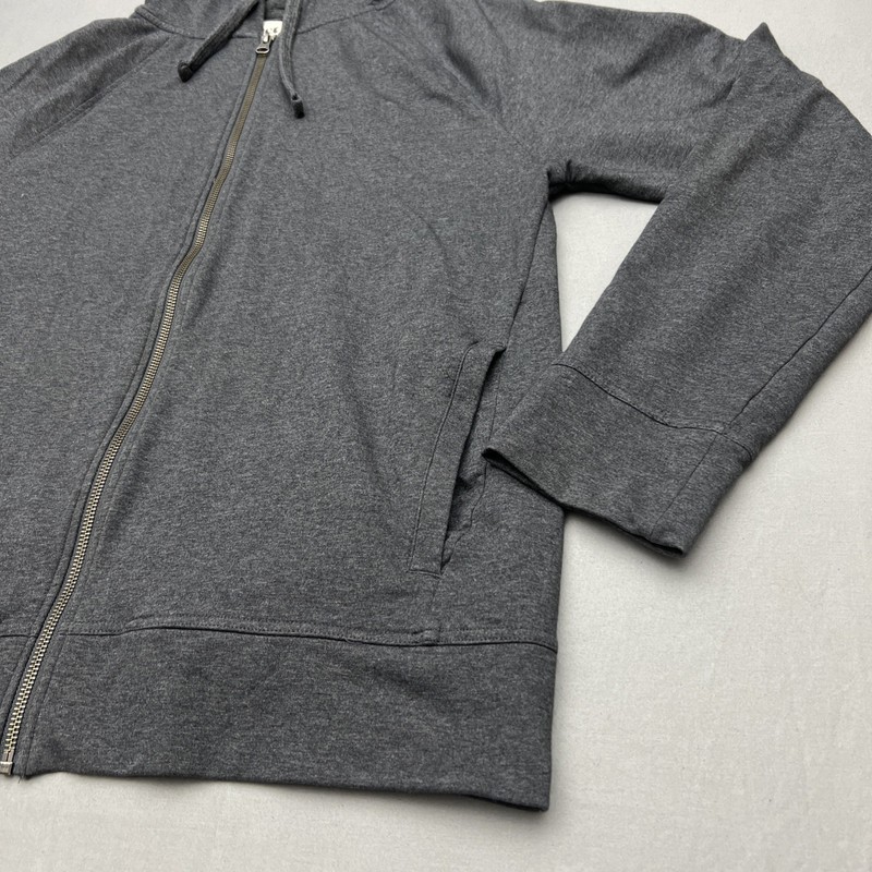 Pact Mens Large Grey Full Zip Hooded Sweatshirt Organic Cotton Stretch EUC gallery