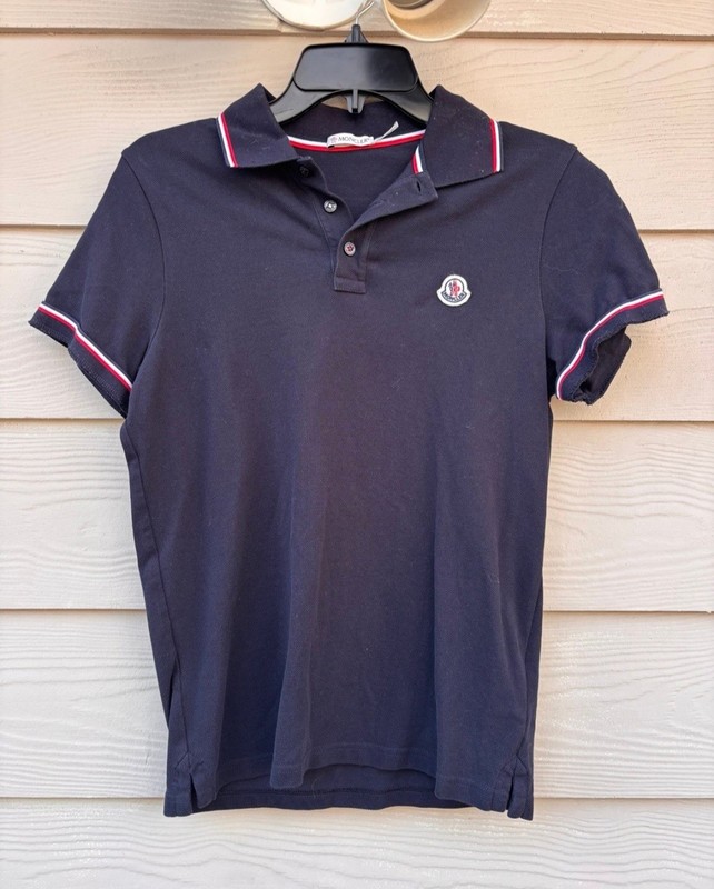 Moncler Maglia Polo Manica Navy Blue Corta Polo T-shirt Size L