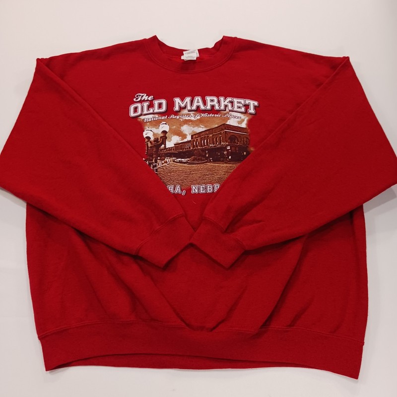 Gildan Heavy Blend THE OLD MARKET Men’s Red Cotton Blend Pullover Sweatshirt 2XL