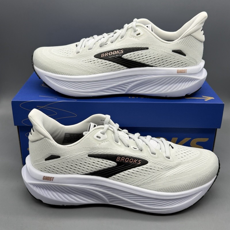 Brooks Ghost 18 Women’s 6.5 B Running Training Gym Shoes White Black Rose Gold