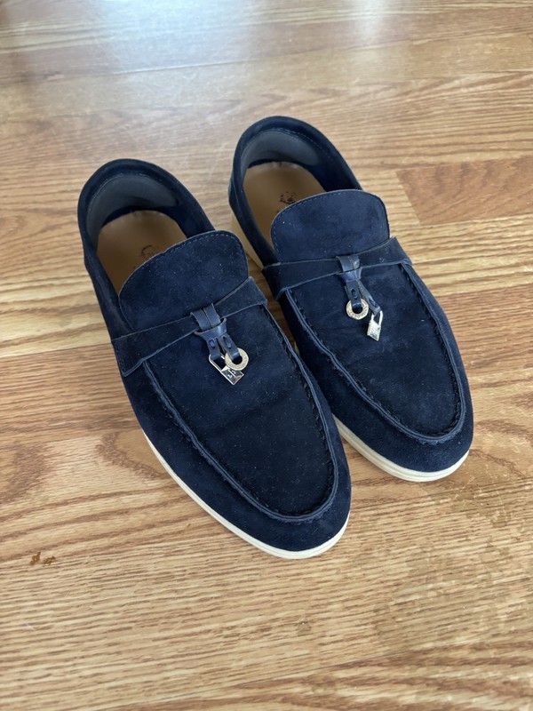 Loro Piana Summer Charm Walk Loafers Blue Suede Women’s 35 (Fits 36/37 US 6)