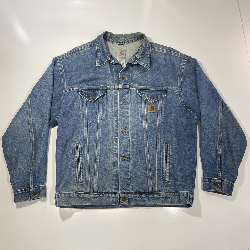 VTG Carhartt Jacket Men’s XL Tall Blue Denim J12 Jean Trucker Denim Workwear USA