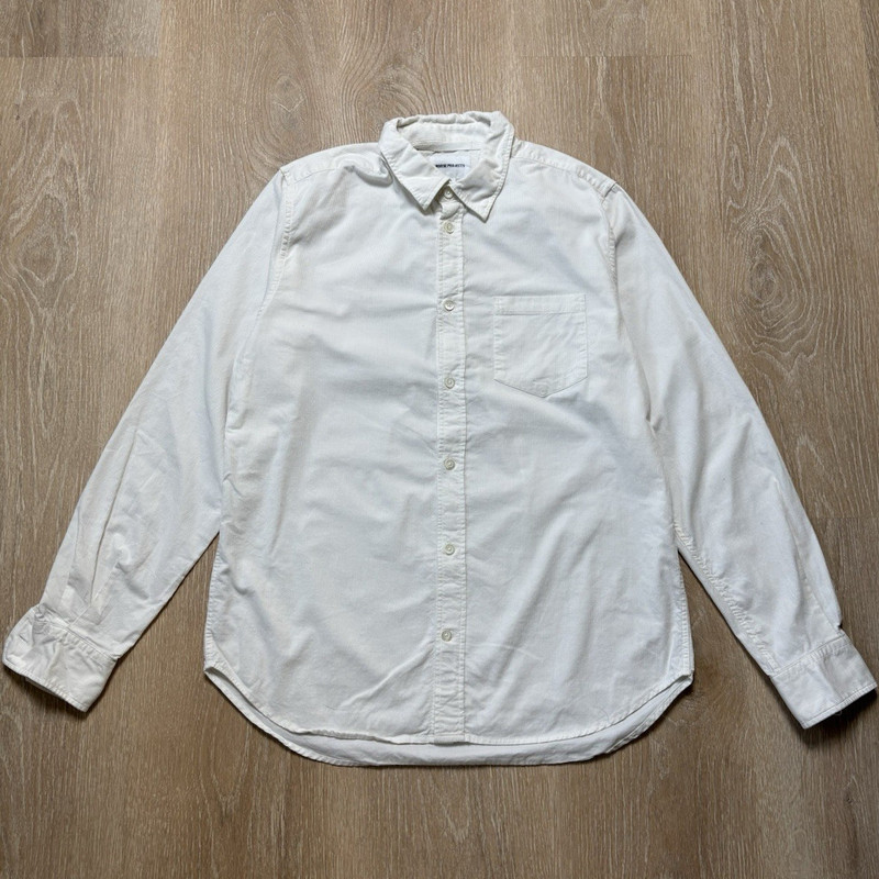 Norse Projects Osvald Corduroy Cotton Oatmeal Long Sleeve Button Up Shirt S