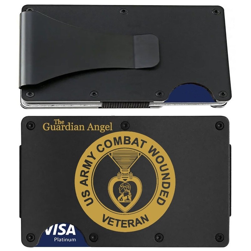 RFID BLOCKING MINIMALIST ARMY COMBAT VET PURPLE HEART WALLET GIFT D7