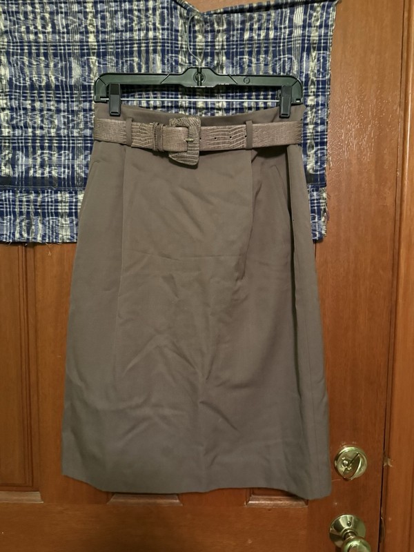 Linda Allard Ellen Tracy Women’s 100% Wool Pencil Skirt Brown Preowned Size 12