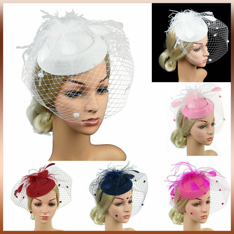 Women Fascinators Hat Wedding Cocktail Tea Party Hat Hair Clip Headwear Decor gallery