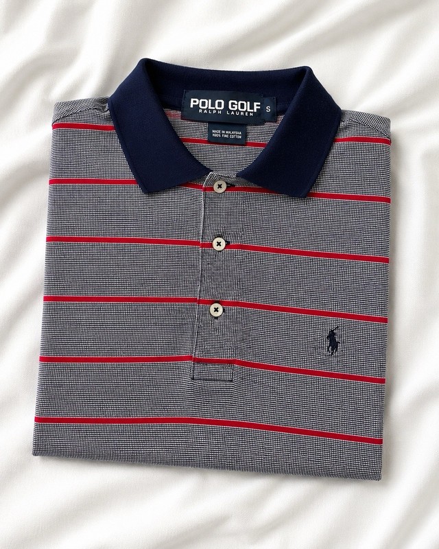 Polo Golf Ralph Lauren Mens S Vtg 90s Y2K Houndstooth Check Shirt Red/White/Blue
