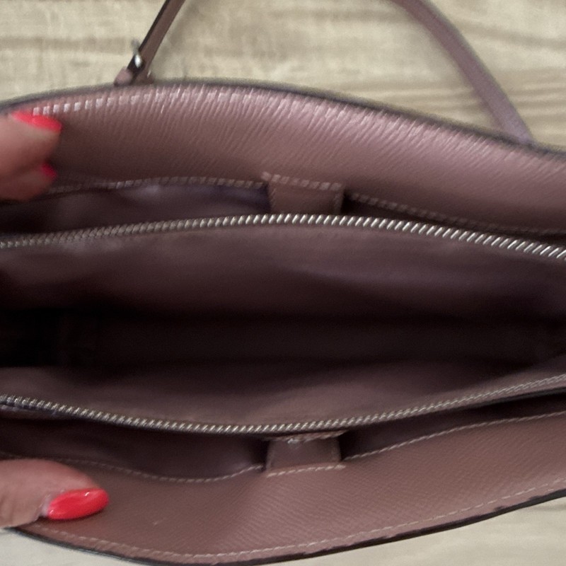 Coach Signature Logo Satchel Top Handle Crossbody Brown Pink Strap Silver gallery