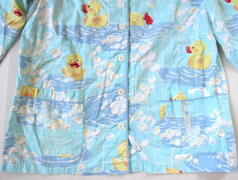 Nick & Nora Pajama Set Rub-A-Dub Rubber Duck 100% Cotton Top & Pants W's XXL 2XL gallery