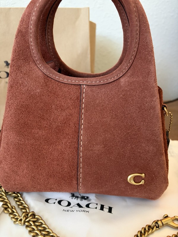 Brand New Coach Suede Lana 19 in Clay with brass hardware gallery