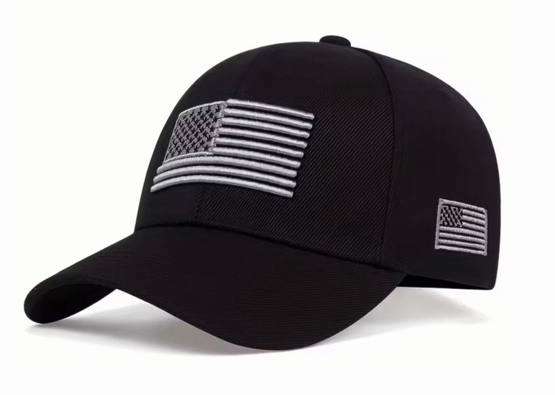 Black USA Flag Embroidered American Baseball Cap Adjustable Snapback Hat Patriot