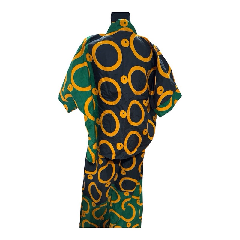 2-Piece Ankara Pants & Crop Top Set -Green, Black, Orange, Free Size 6-10 gallery