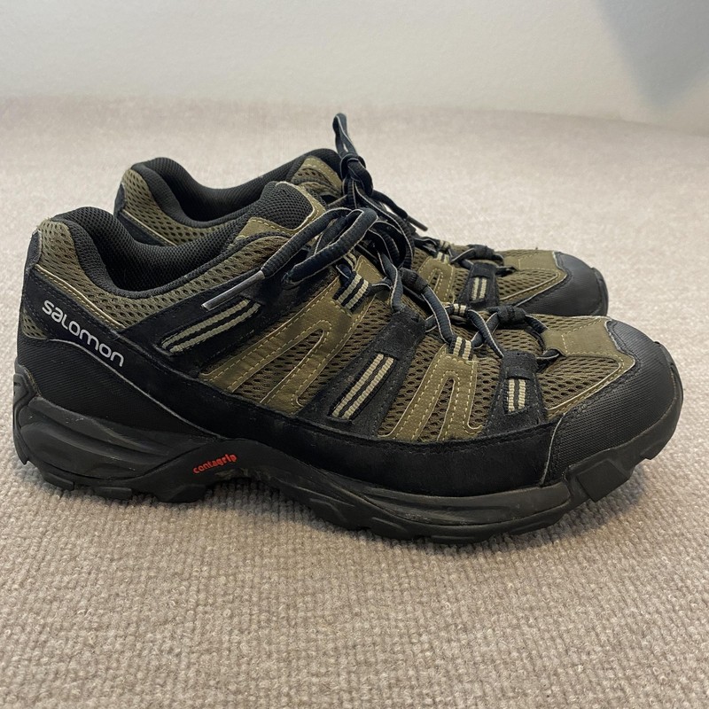Salomon Shoes Mens Size 11 Green Mesh Trail Hiking Sneakers Contagrip Athletic