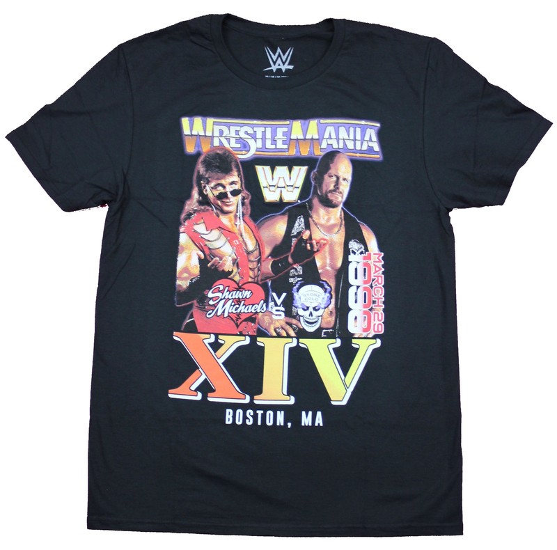 WWE Wrestlemania XIV Adult New T-Shirt – Shawn Michaels Stone Cold Steve Austin